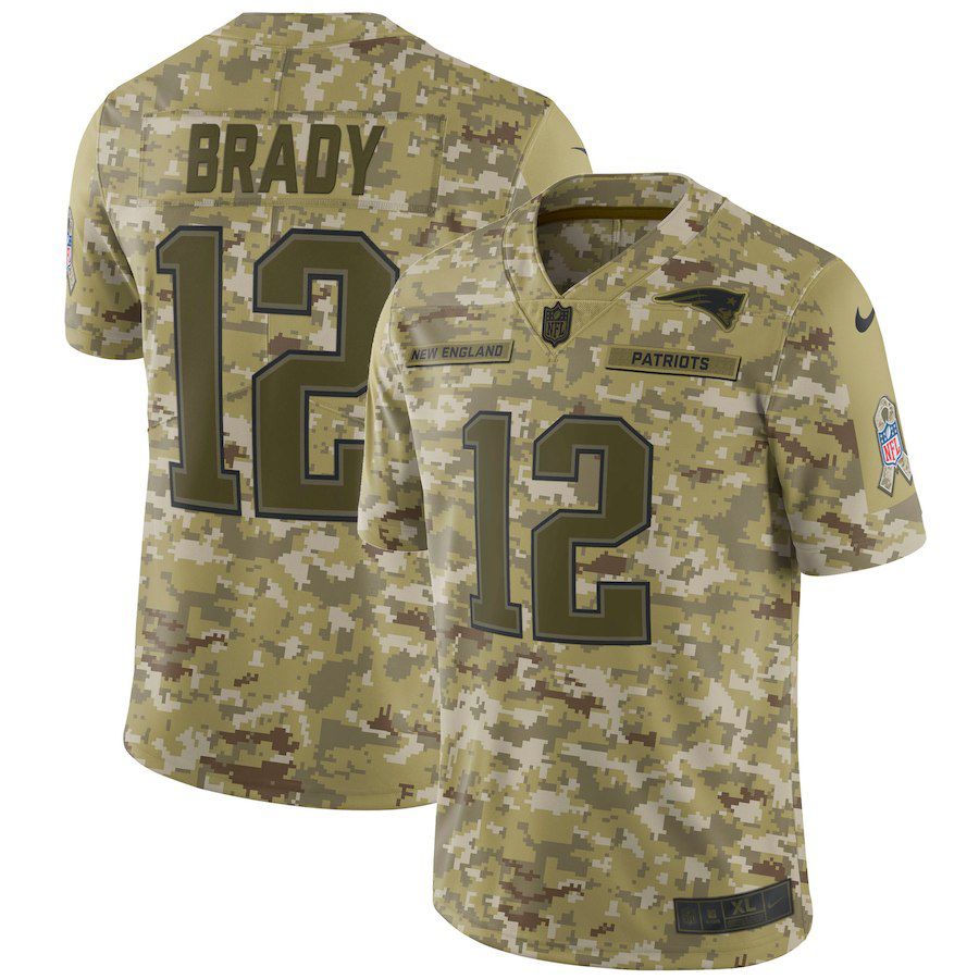 Men New England Patriots #12 Brady Nike Camo Salute to Service Retired Player Limited NFL Jerseys